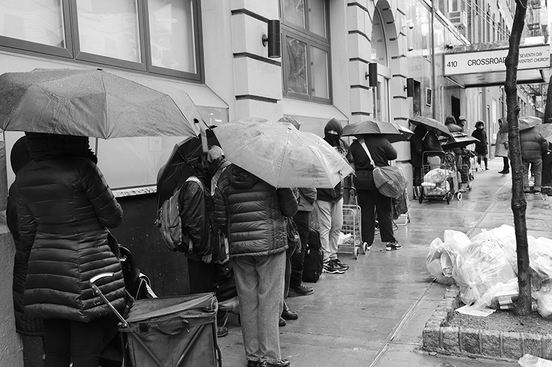 2020 : Food Lines : Seventh Day Adventists Help the Needy : Streetlife : New York City : Times Square : Richard Moore : Photographer : Photojournalist